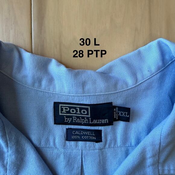 Vintage Polo Ralph Lauren Shirt 2XL Blue Cotton Loop Collar Caldwell RRL - Picture 5 of 8